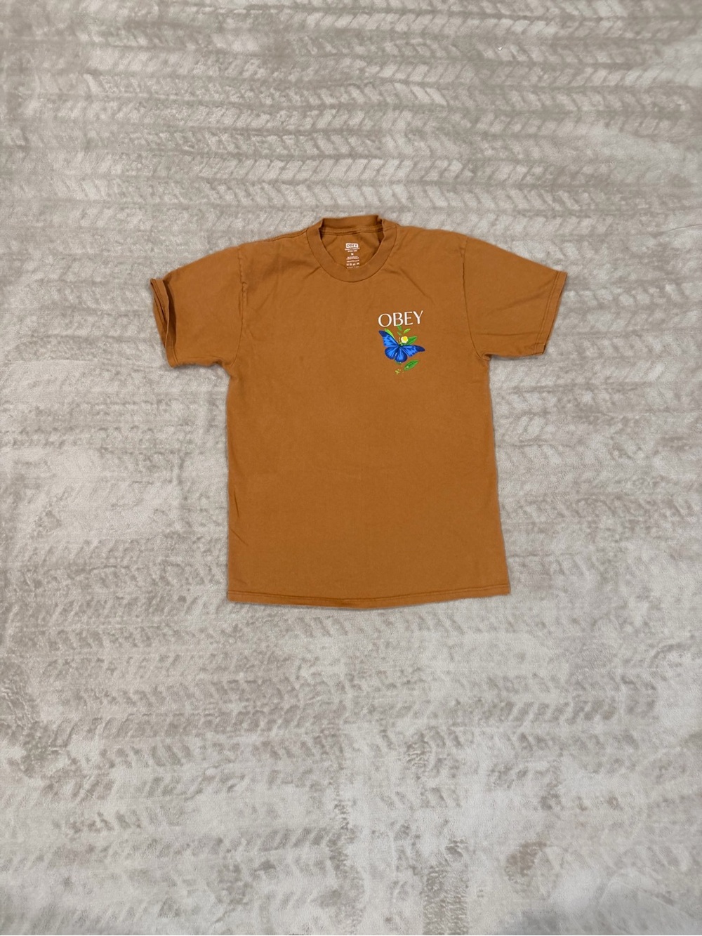 Obey Brown Butterfly Graphic Tee Streetwear Skater Shirt M